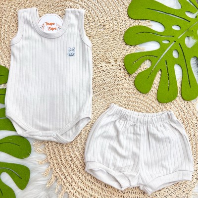 Conj. Body Regata e Short Canelado - Areia